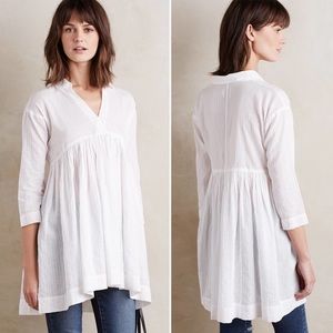 Anthropologie Blair Cotton Long White Tunic